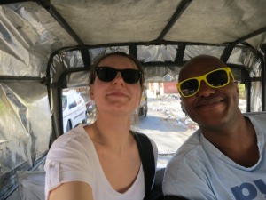 In an auto rickshaw